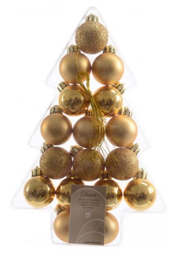 Σετ Χριστουγεννιάτικες Πλαστικές Χρυσές Μπάλες - 3εκ. (17 τεμάχια)