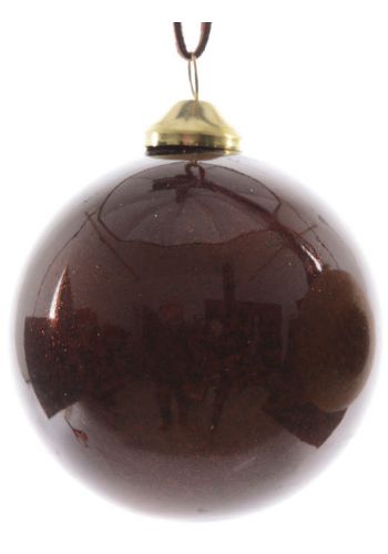 Χριστουγεννιάτικη Μπάλα Γυάλινη Καφέ, με Στρας Εσωτερικά (8cm)