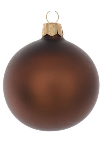Χριστουγεννιάτικη Μπάλα Γυάλινη, Καφέ Ματ (8cm)