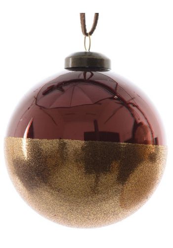 Χριστουγεννιάτικη Μπάλα Γυάλινη Μπρονζέ, με Χρυσό Στρας (8cm)