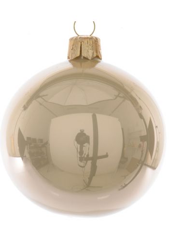 Χριστουγεννιάτικη Μπάλα Οροφής Γυάλινη Σαμπανιζέ Γυαλιστερή (15cm)