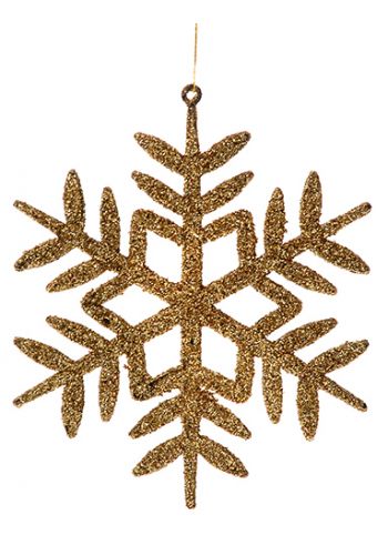 Χριστουγεννιάτικη Πλαστική Κρεμαστή Χρυσή Χιονονιφάδα, με Στρας (12cm)