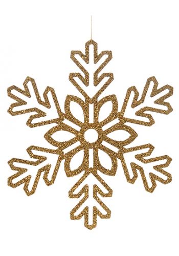Χριστουγεννιάτικη Κρεμαστή Χρυσή Χιονονιφάδα, με Στρας - 28 εκ.