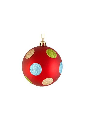 Χριστουγεννιάτικη Μπάλα Κόκκινη, με Βούλες (8cm)