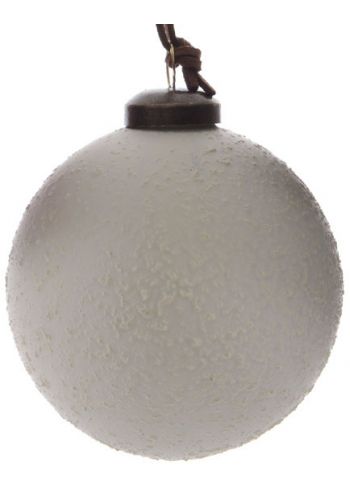 Χριστουγεννιάτικη Μπάλα Γυάλινη Λευκή, με Ανάγλυφα Σχέδια (8cm)