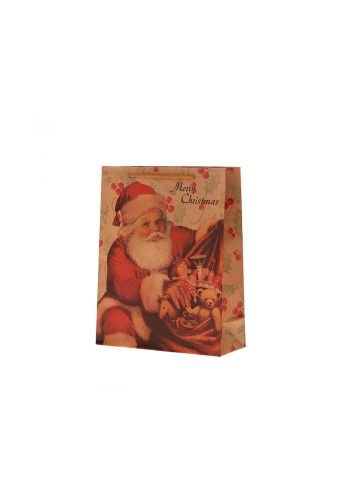 Χριστουγεννιάτικη Σακούλα Δώρου, με Άγιο Βασίλη (22cm)