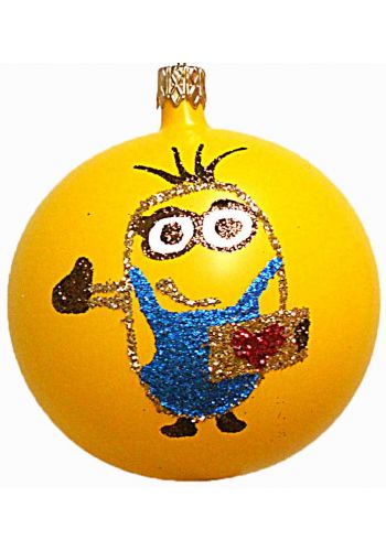 Χριστουγεννιάτικη Χειροποίητη Μπάλα Κίτρινη, Minions με Καρδιά - 10εκ.