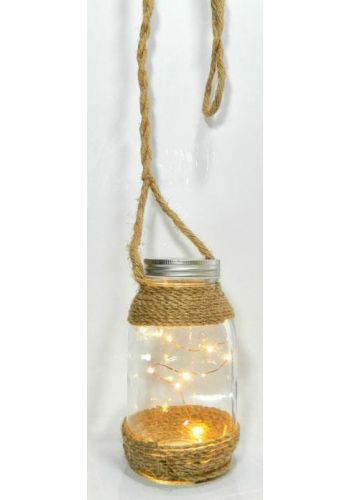 Χριστουγεννιάτικο Διακοσμητικό Γυάλινο Βαζάκι με LED (17cm)