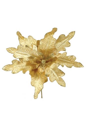 Χριστουγεννιάτικο Διακοσμητικό Λουλούδι Χρυσό, Υφασμάτινο (25cm)