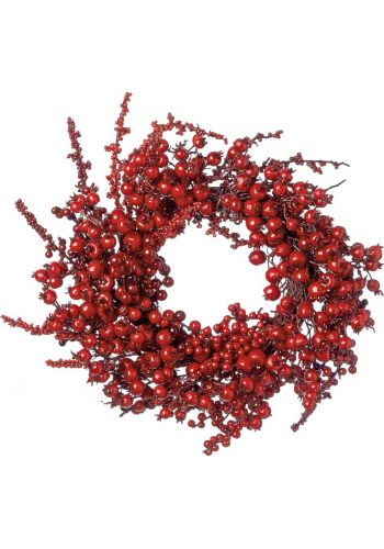 Χριστουγεννιάτικο Στεφάνι με Κόκκινα Γκι και Ρόδια (40cm)