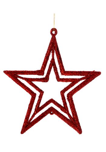 Χριστουγεννιάτικο Πλαστικό Κρεμαστό Αστέρι, Κόκκινο (11cm)