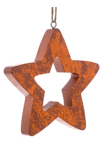Χριστουγεννιάτικο Κρεμαστό Ξύλινο Στολίδι Αστέρι Καφέ (11.5cm)