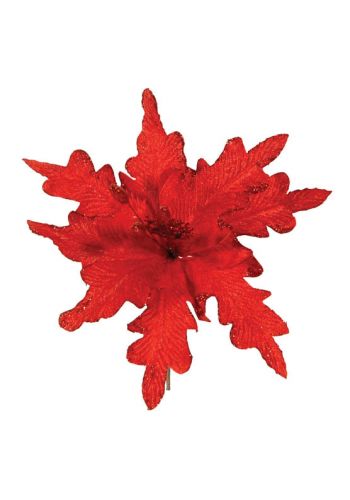 Χριστουγεννιάτικο Διακοσμητικό Λουλούδι Κόκκινο, Υφασμάτινο - (25cm)