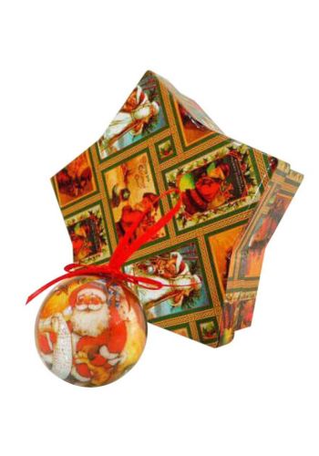 Χριστουγεννιάτικες Μπάλες με Άγιο Βασίλη Σε Κουτί Δώρου -  Σετ 6 τεμ. (4cm)