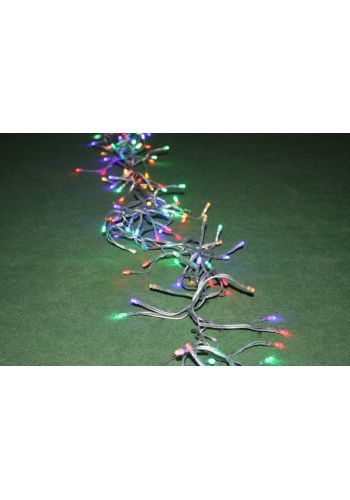 220 Πολύχρωμα Φωτάκια LED Φοίνικας, Σταθερά Αναμμένα με Διάφανο Καλώδιο (2,5m)