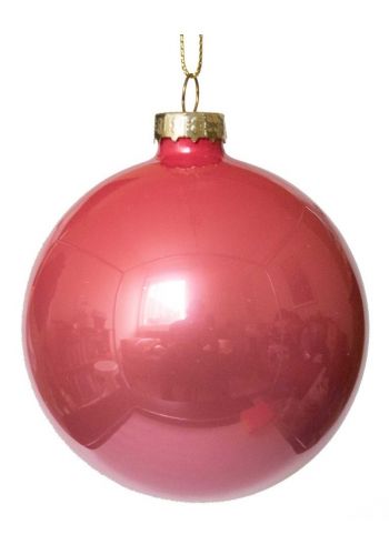 Χριστουγεννιάτικη Γυάλινη Ροζ Μπάλα, 10cm