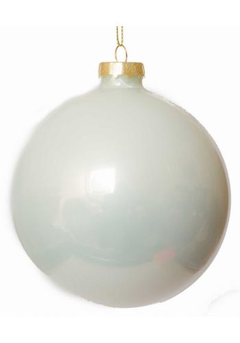 Χριστουγεννιάτικη Γυάλινη Λευκή Μπάλα (8cm)