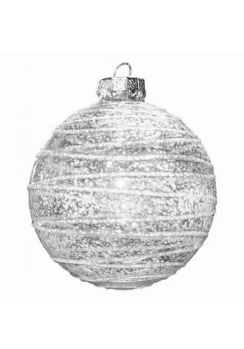 Χριστουγεννιάτικη Διάφανη Μπάλα Γυάλινη Χιονισμένη, 8cm