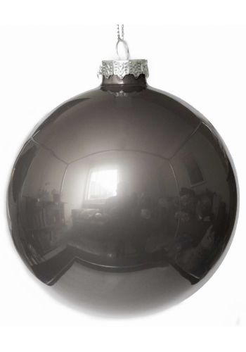 Χριστουγεννιάτικη Γυάλινη Μπάλα, Γκρι (10cm)