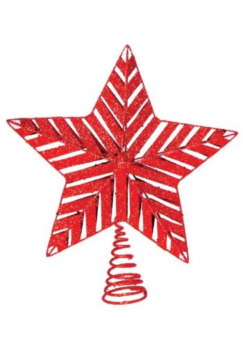 Χριστουγεννιάτικη Κορυφή Δέντρου Μεταλλική, Κόκκινο Αστέρι με Ελατήριο (25cm)