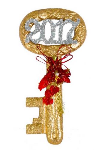 Χριστουγεννιάτικο Διακοσμητικό Χρυσό Κλειδί με Στρας και Επιγραφή 2017, 22cm  - 1 Τεμάχιο