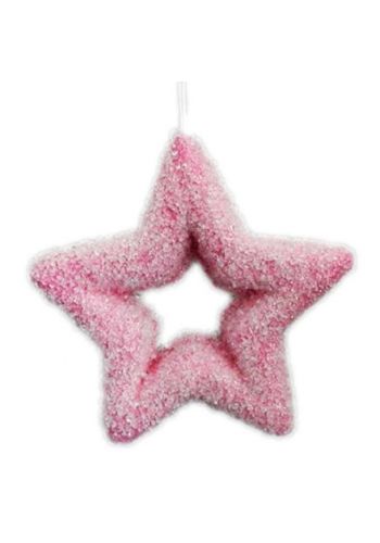 Χριστουγεννιάτικο Πλαστικό Ζαχαρωτό Αστέρι, Ροζ (13cm)