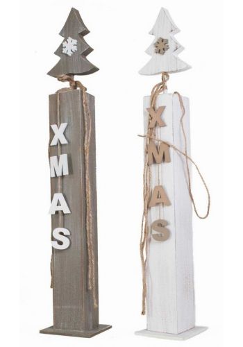 Χριστουγεννιάτικα Ξύλινα Διακοσμητικά Δεντράκια με "XMAS" - 2 Σχέδια (69cm) - 1 Τεμάχιο