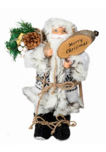 Χριστουγεννιάτικος Διακοσμητικός Πλαστικός Άγιος Βασίλης Λευκός με Επιγραφή (30cm) - 1 Τεμάχιο