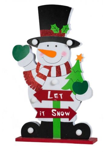 Χριστουγεννιάτικος Κρεμαστός Διακοσμητικός Χιονάνθρωπος με 8 LED Μπαταρίας (48cm)