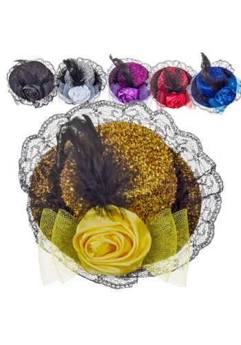 Αποκριάτικο Αξεσουάρ Καπέλάκι με Λουλούδι (6 Χρώματα)