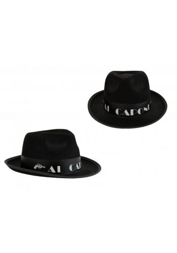 Αποκριάτικο Μαύρο Καπέλο με Κορδέλα AL CAPONE