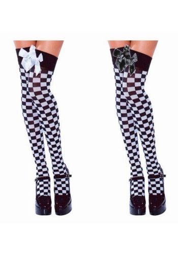 Αποκριάτικο Αξεσουάρ Κάλτσες Σκακιέρα με Φιόγκο (2 χρώματα)