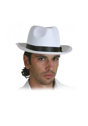 Αποκριάτικο Αξεσουάρ Λευκό Καπέλο με Μαύρη Κορδέλα