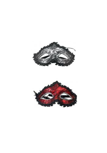 Αποκριάτικο Αξεσουάρ Μάσκα Ματιών με Μαύρη Δαντέλα - 2 Χρώματα