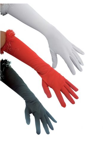 Αποκριάτικο Αξεσουάρ Μεγάλα Σατέν Γάντια με Πούπουλα (3 χρώματα)