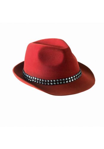 Αποκριάτικο Αξεσουάρ Καπέλο Κόκκινο Καβουράκι Τσόχινο με Διαμαντάκια