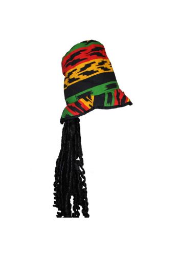 Αποκριάτικο Αξεσουάρ Ψηλό Καπέλο Jamaica με Ράστα Μαλλιά