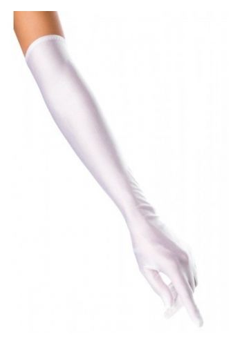 Αποκριάτικο Αξεσουάρ Σατέν Μεγάλα Γάντια Λευκά (52cm)
