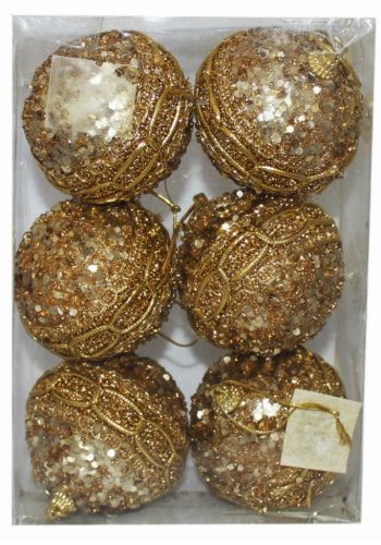 Χριστουγεννιάτικες Μπάλες Χρυσές Ανάγλυφες με Πούλιες - Σετ 6 τεμ. (6cm)Χριστουγεννιάτικες Πλαστικές Χρυσές Μπάλες Ανάγλυφες με Πούλιες, 6cm (Σετ 6 τεμ)