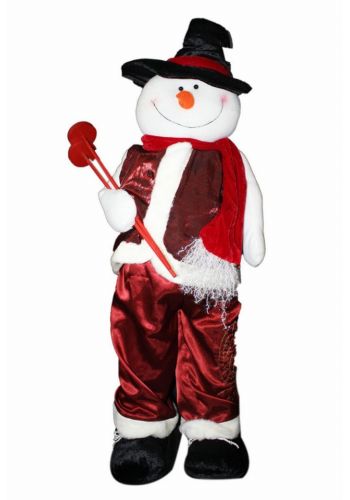 Χριστουγεννιάτικος Λούτρινος Χιονάνθρωπος με Μαύρο Καπέλο και Κόκκινο Κασκόλ (1m)