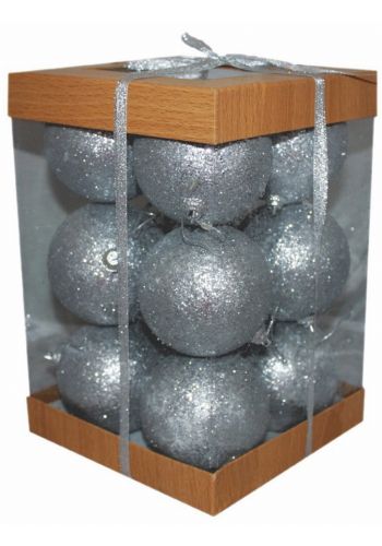 Χριστουγεννιάτικες Μπάλες Ασημί με Στρας - Σετ 12 τεμ. (8cm)Χριστουγεννιάτικες Πλαστικές Ασημί Μπάλες , 8cm (Σετ 12 τεμ)