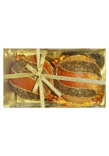 Χριστουγεννιάτικες Πλαστικές Χρυσές Μπάλες Ανάγλυφες - Σετ 2 τεμ. (10cm)