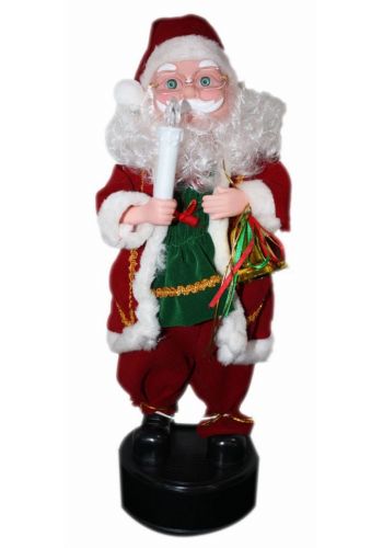 Χριστουγεννιάτικος Διακοσμητικός Πλαστικός Άγιος Βασίλης, με Καμπανούλα, Κερί, Ήχο και Κίνηση Κόκκινος (40cm)
