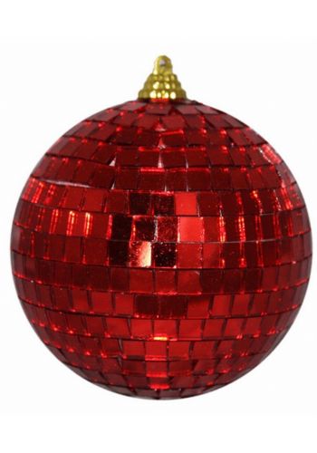 Χριστουγεννιάτικη Μπάλα Κόκκινη, με Καθρεφτάκια (10cm)