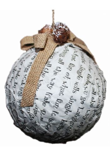 Χριστουγεννιάτικη Χάρτινη Μπάλα με Φιόγκο (10cm)