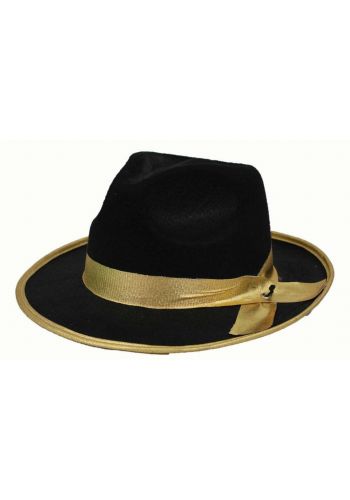 Αποκριάτικο Αξεσουάρ Μαύρο Καπέλο με Χρυσή Κορδέλα