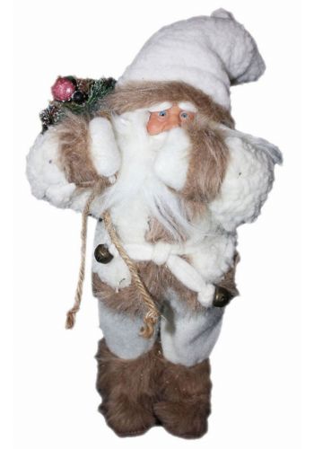Χριστουγεννιάτικος Διακοσμητικός Λούτρινος Άγιος Βασίλης, με Σάκο Λευκό (30cm)