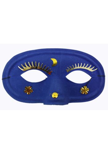 Αποκριάτικο Αξεσουάρ Μπλε Μάσκα Ματιών με Χρυσά Φρύδια