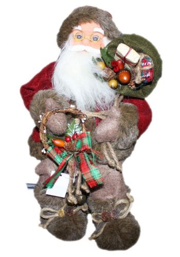 Χριστουγεννιάτικος Διακοσμητικός Λούτρινος Άγιος Βασίλης με Στεφάνι και Δώρα Πολύχρωμα (40cm)