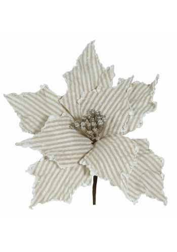 Χριστουγεννιάτικο Διακοσμητικό Λουλούδι, Ριγέ Λινάτσα (25cm)